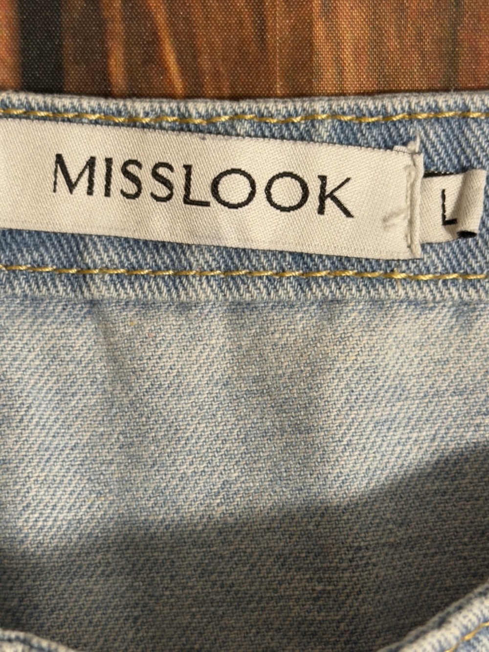 MISSLOOK Floral Denim Overalls Large Light Wash Straight Leg Y2K Cottagecore - Picture 6 of 16